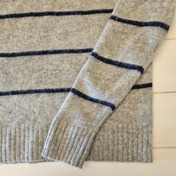 J. Crew Wool Grey and Navy Striped Sweater - Size L - Picture 4 of 8